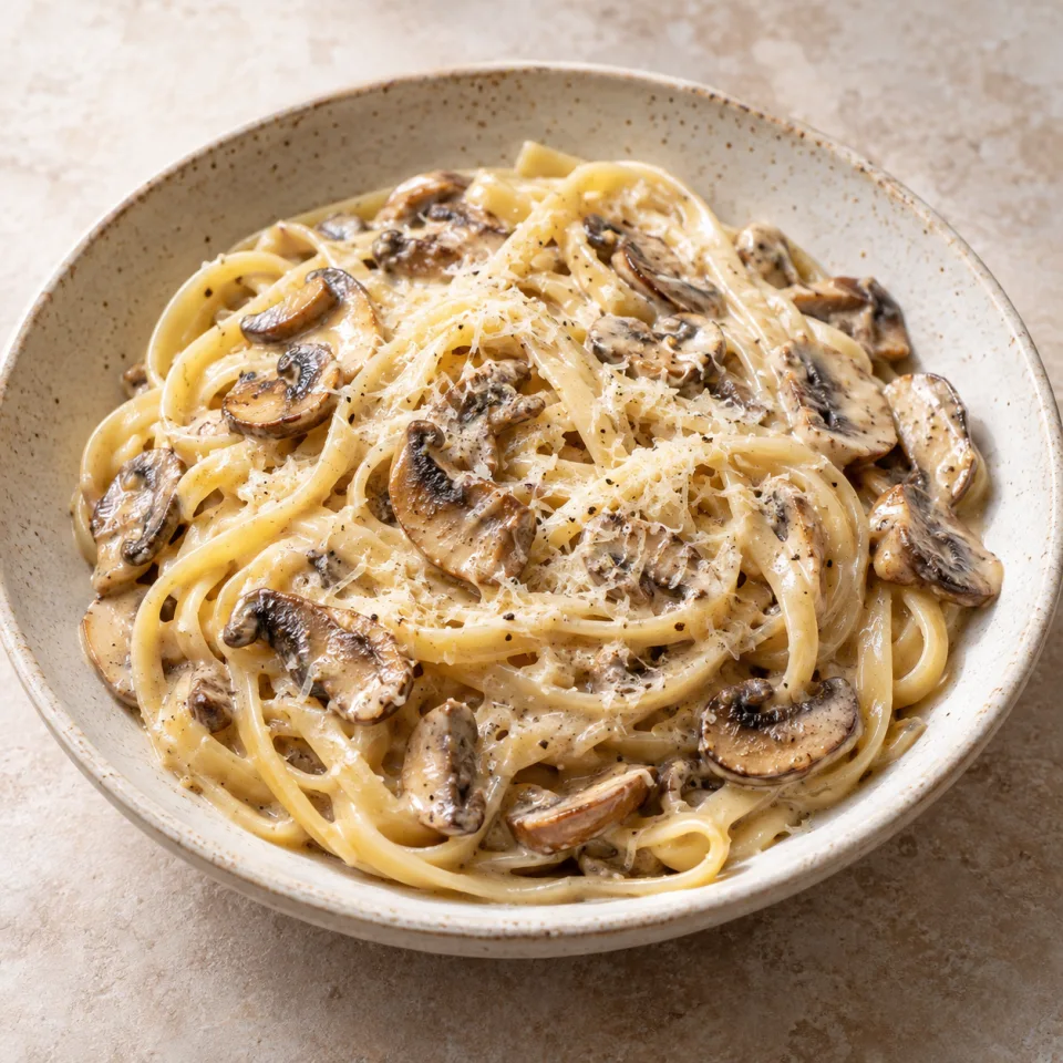 Pâtes crémeuses aux champignons