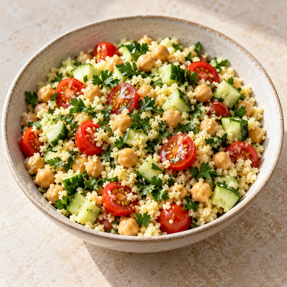 Bol de cuscús con garbanzos y limón