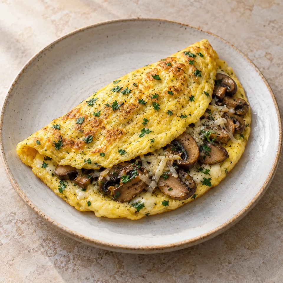Omelette aux champignons et aux herbes