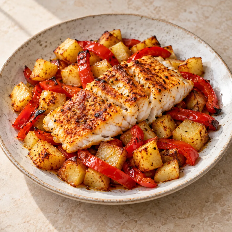Poisson au paprika et pommes de terre au four