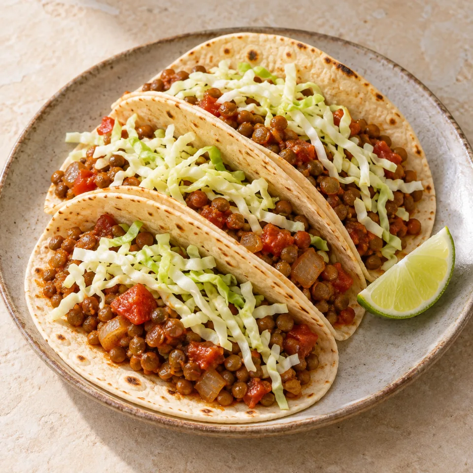 Tacos de lentejas al pimentón