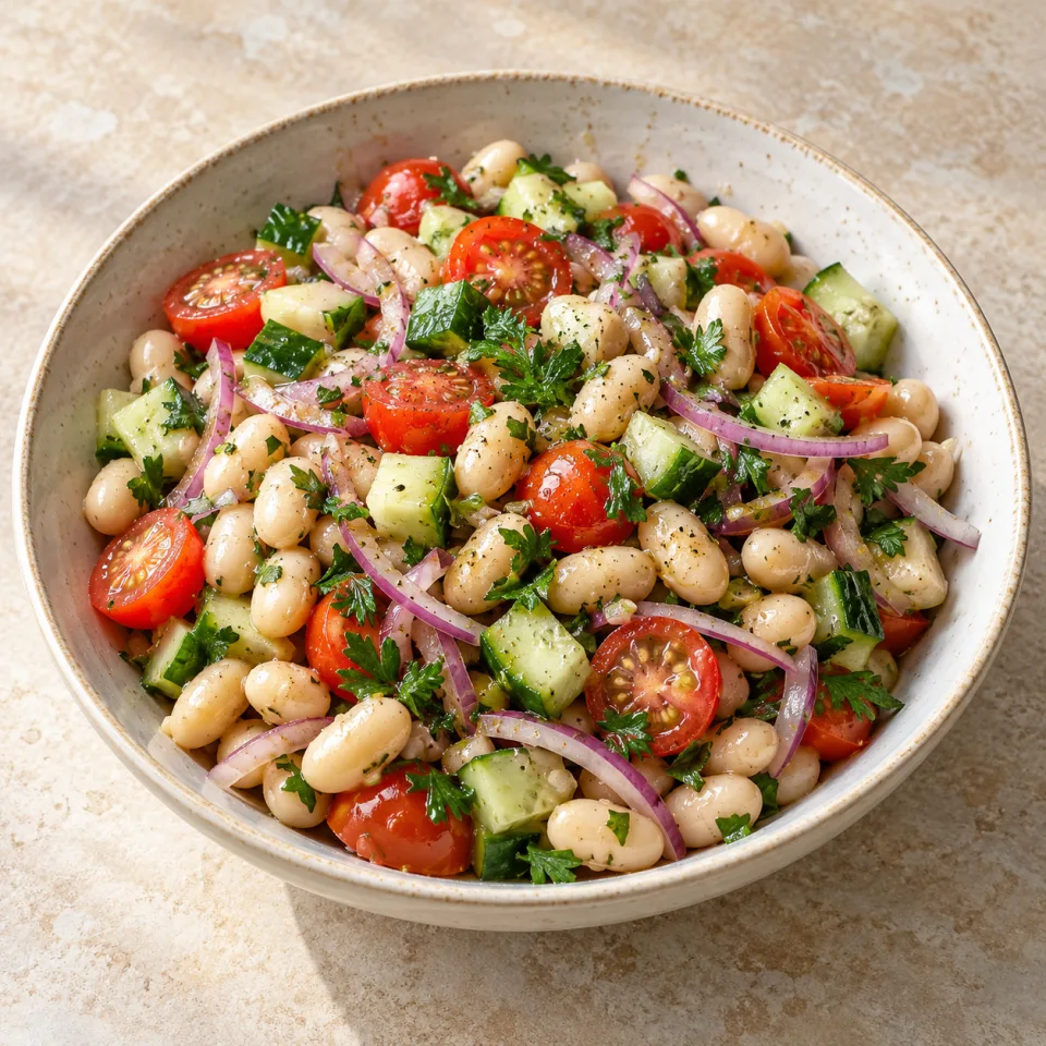 Ensalada de alubias blancas y tomate