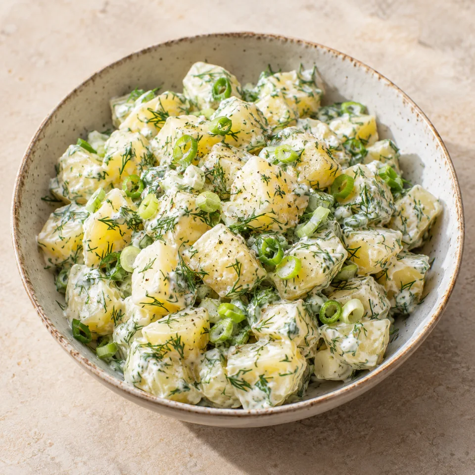 Ensalada de patata con yogur y eneldo